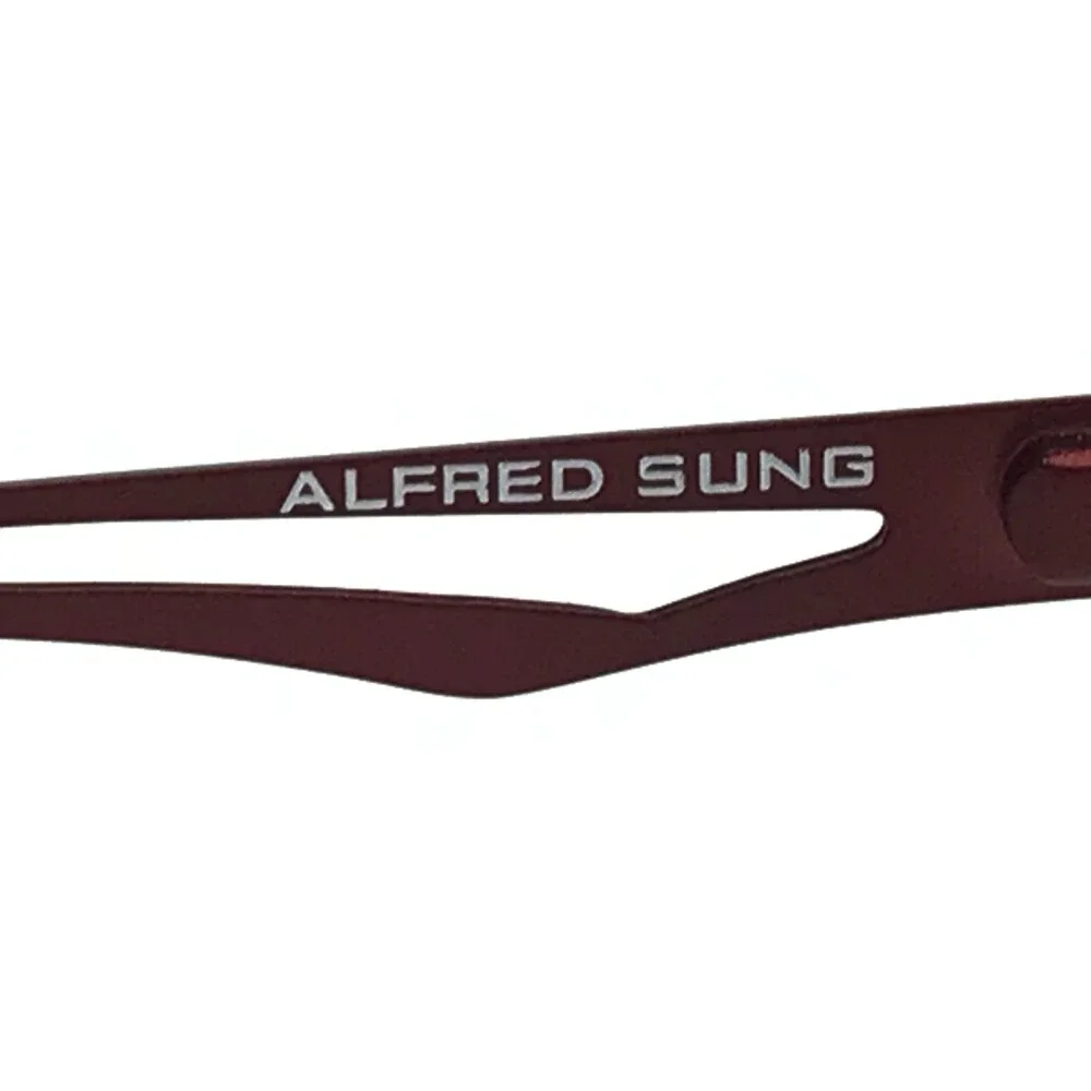 Alfred Sung Eyeglasses Frames AS5017 RBY CEN Grey Red Square Half Rim 51-18-135